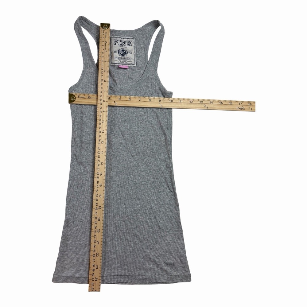 Y2K Victoria's Secret PINK Grey Tank Top XS 2009 Workout Tank Embroidered Logo - Picture 7 of 7